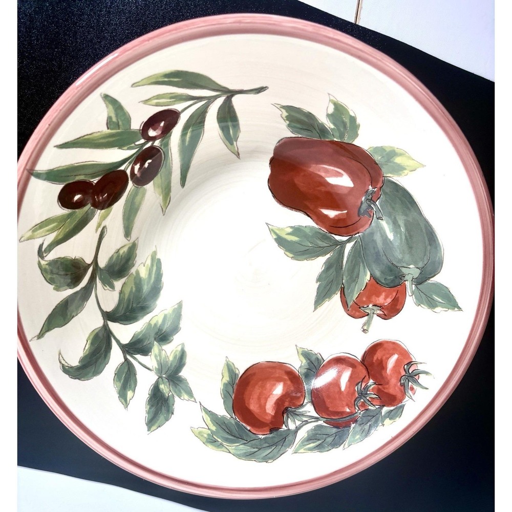 Vintage Williams Sonoma 13" Pasta Serving Bowl Vegetables Herbs Portugal WSO27